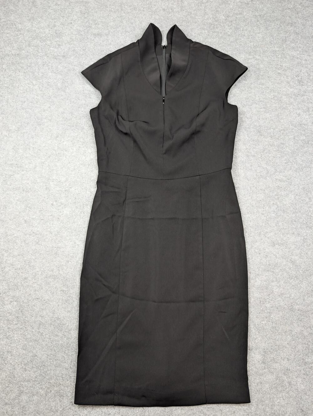 Nora Gardner Dress Womens 6 Black Sheath High Neck Cap Sleeve Knee Length